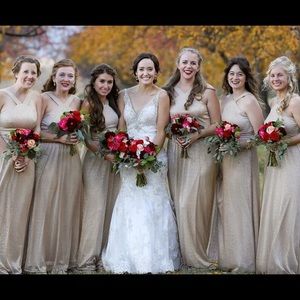 Lulus Gold shimmer bridesmaid dress